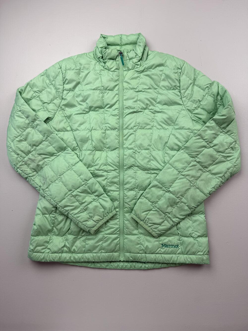 Marmot Jacket Womens Large Green Down Puffer Full Zip Lightweight Outdoor Warm